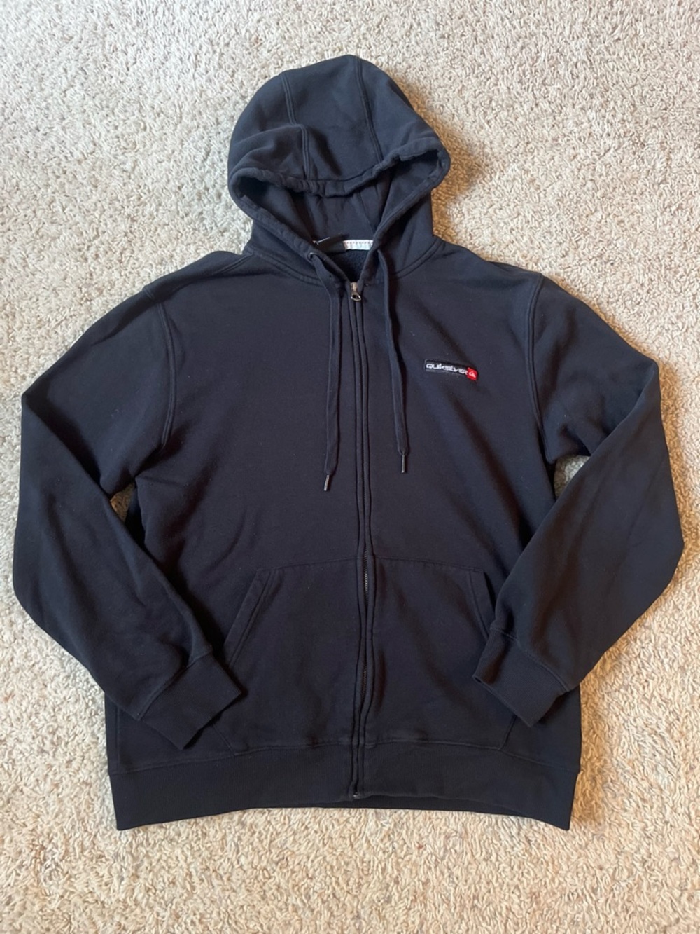 Plain Black Quiksilver Zipup Hoodie Men’s M
